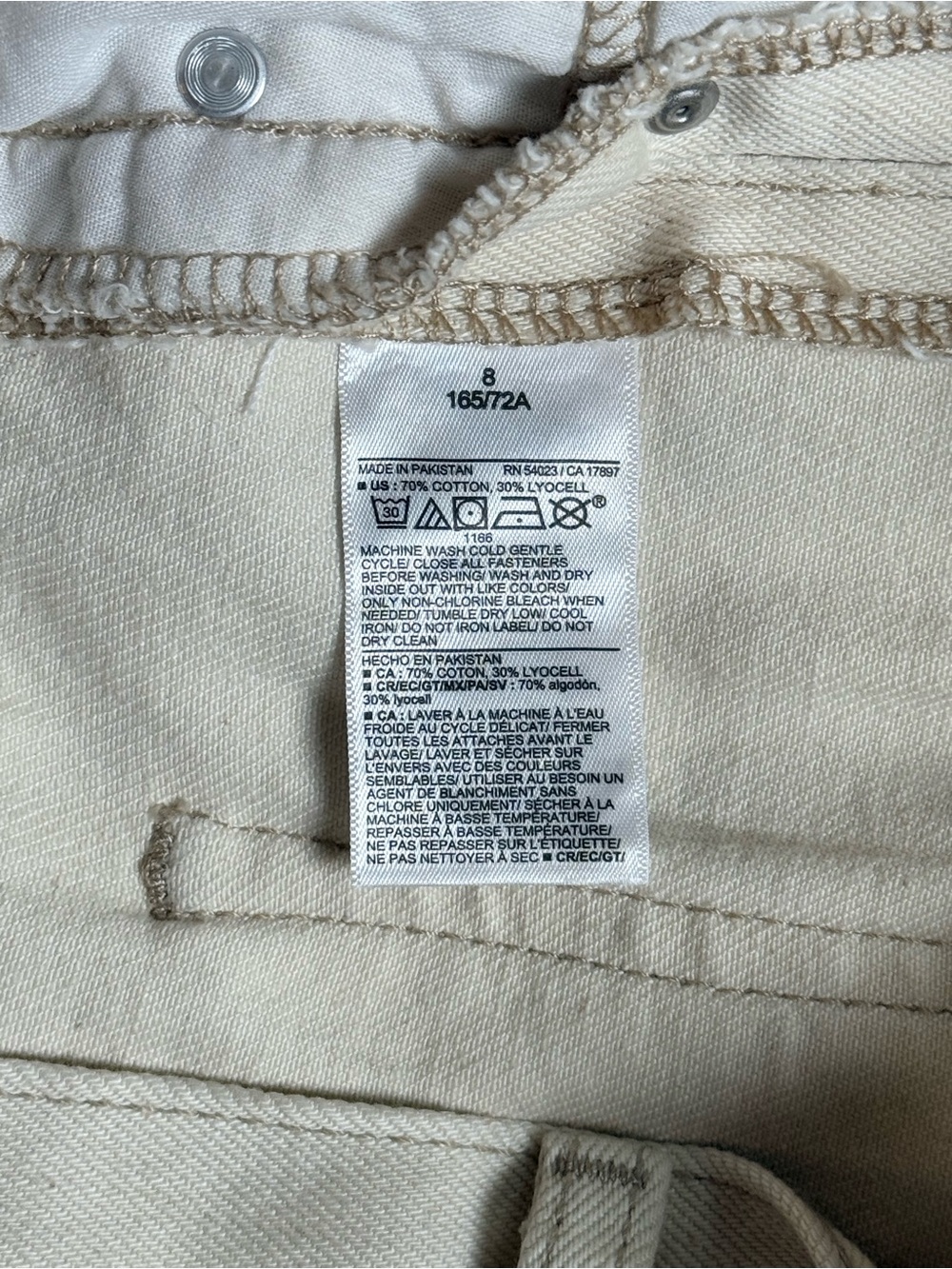 NWT Old Navy High Rise Baggy Wide Leg Studded Jeans Cream Size 8 - Picture 10 of 10